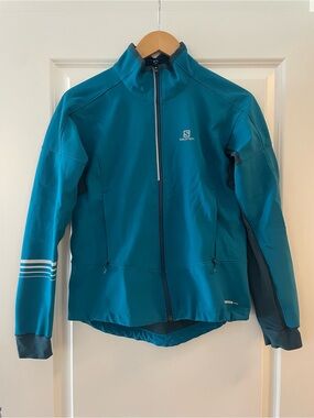 Salomon Teal Blue Softshell Jacket with White Logo